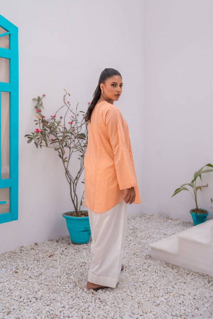 Sadia Aamir - Marigold - Light Peach - Pure Lawn - 1 Piece