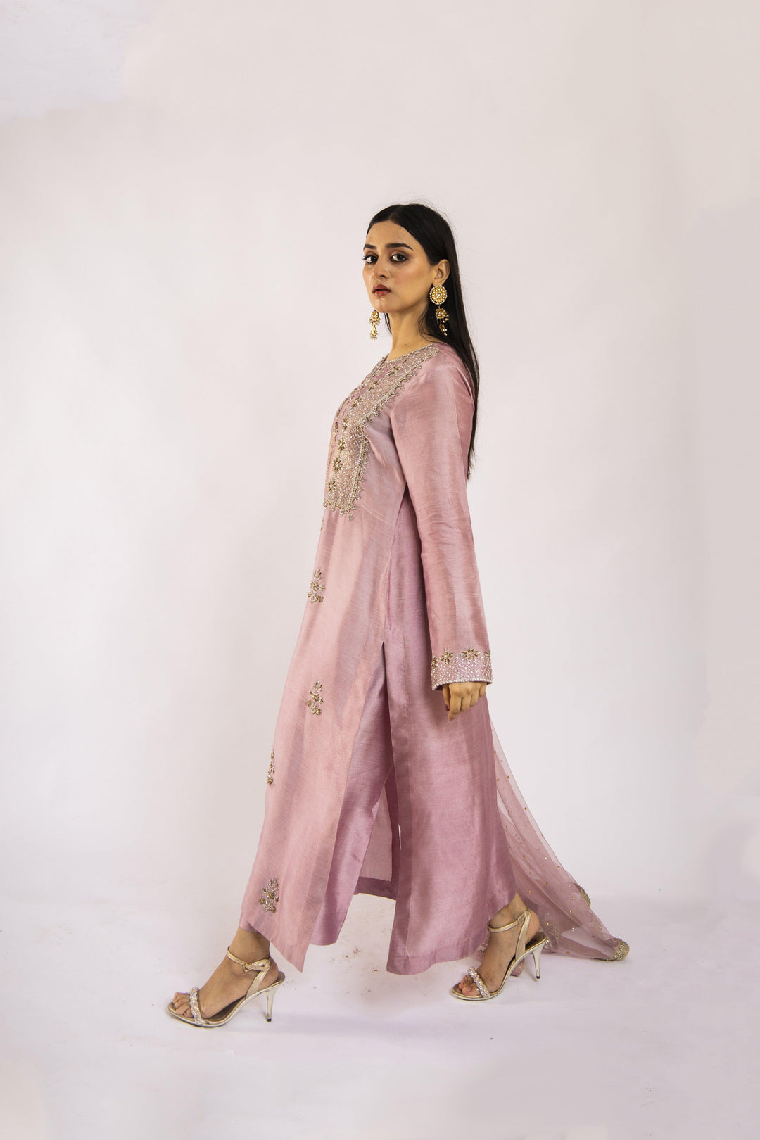 Sadia Aamir - Noori - Lilac Sheesha Silk Shirt and Culottes with Net Dupatta - 3 PIece
