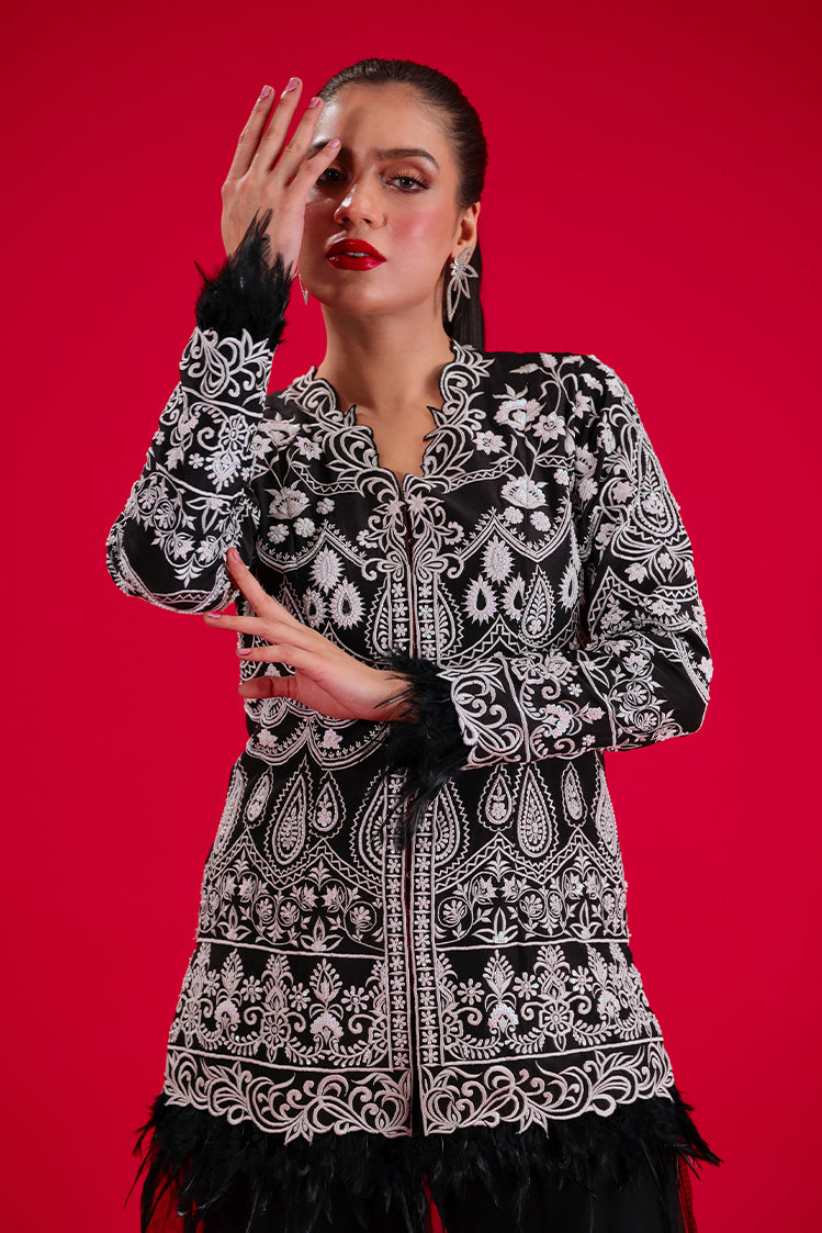 Salahuddin Pasha - Amara Silk Jacket For Women - Black - 2 Piece