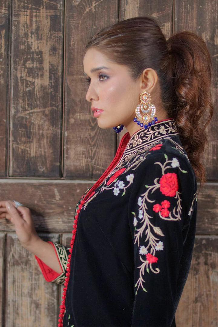 Salahuddin Pasha - Amira Velvet Jacket For Women - Black - 2 Piece