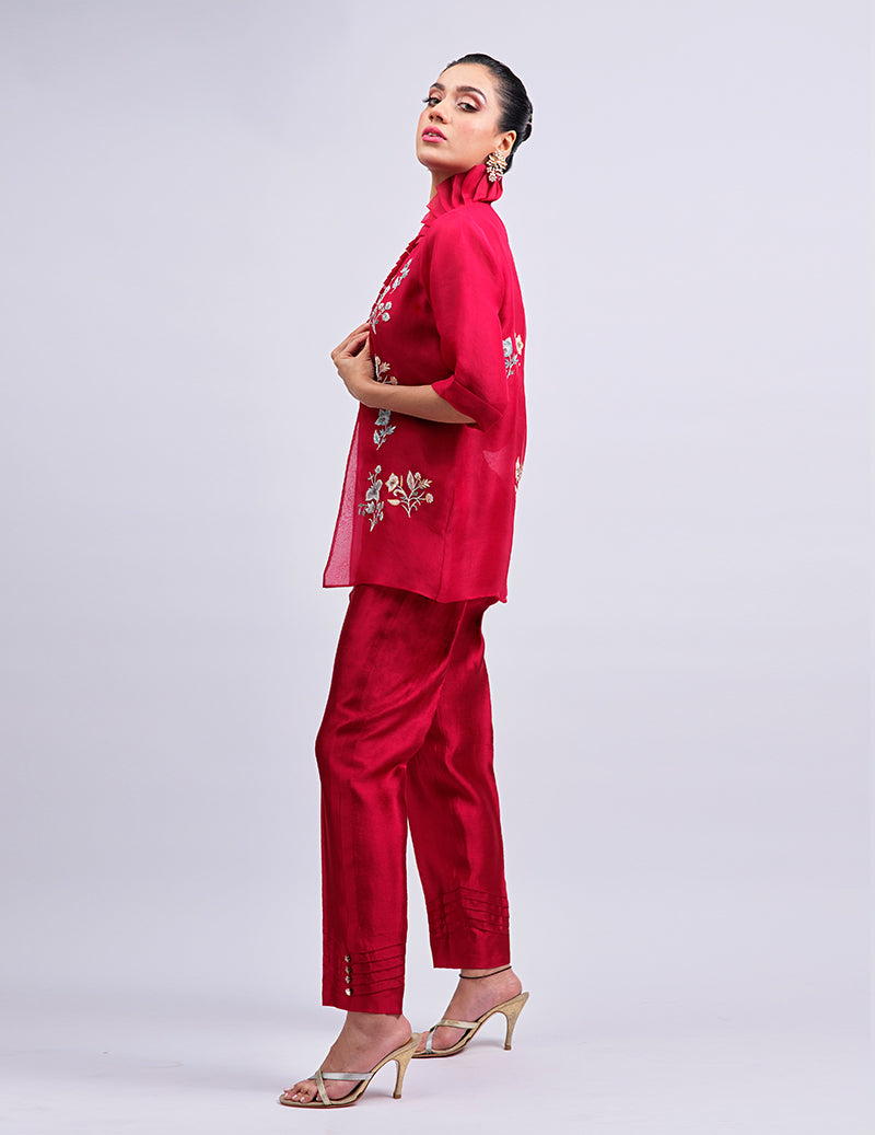 Salahuddin Pasha - Carmine Silk, Organza Jacket For Women - Pink - 2 Piece