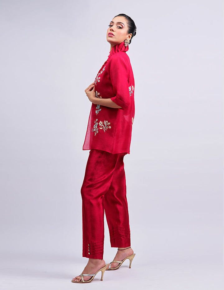 Salahuddin Pasha - Carmine Silk, Organza Jacket For Women - Pink - 2 Piece