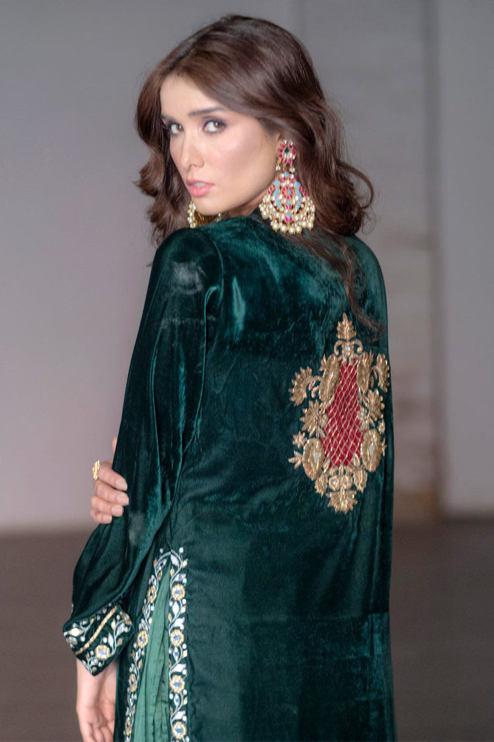 Salahuddin Pasha - Emerald Velvet Suit For Women - Green - 2 Piece