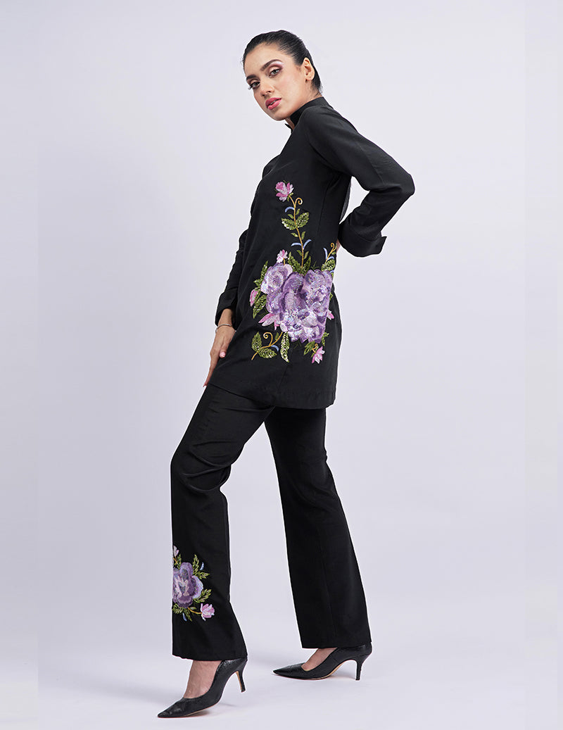 Salahuddin Pasha - Izmir Silk Suit For Women - Black - 2 Piece