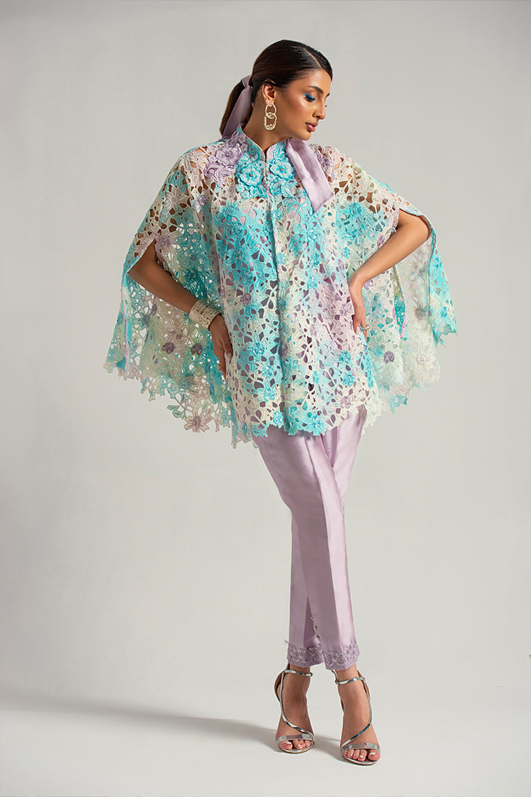 Salahuddin Pasha - Lavender Cutwork Lace Jacket For Women - Purple - 2 Piece