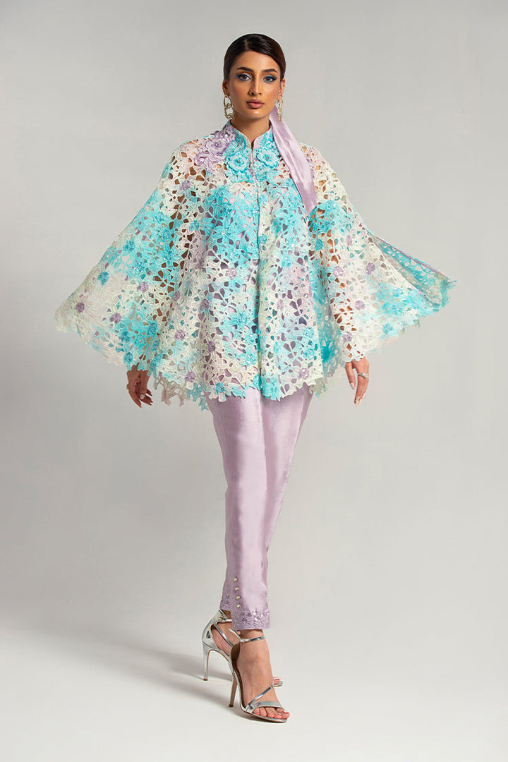 Salahuddin Pasha - Lavender Cutwork Lace Jacket For Women - Purple - 2 Piece