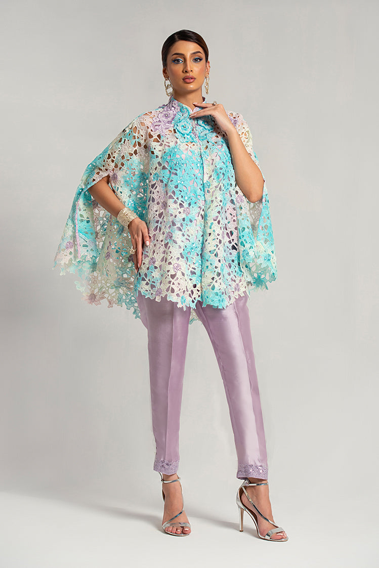 Salahuddin Pasha - Lavender Cutwork Lace Jacket For Women - Purple - 2 Piece