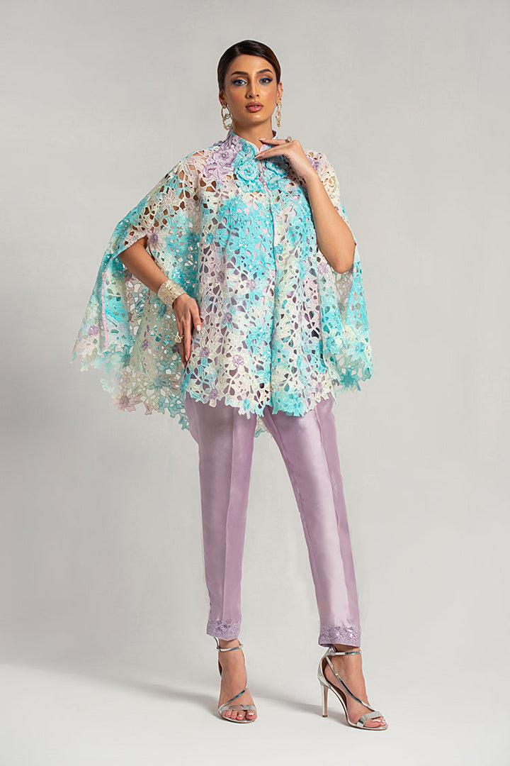 Salahuddin Pasha - Lavender Cutwork Lace Jacket For Women - Purple - 2 Piece