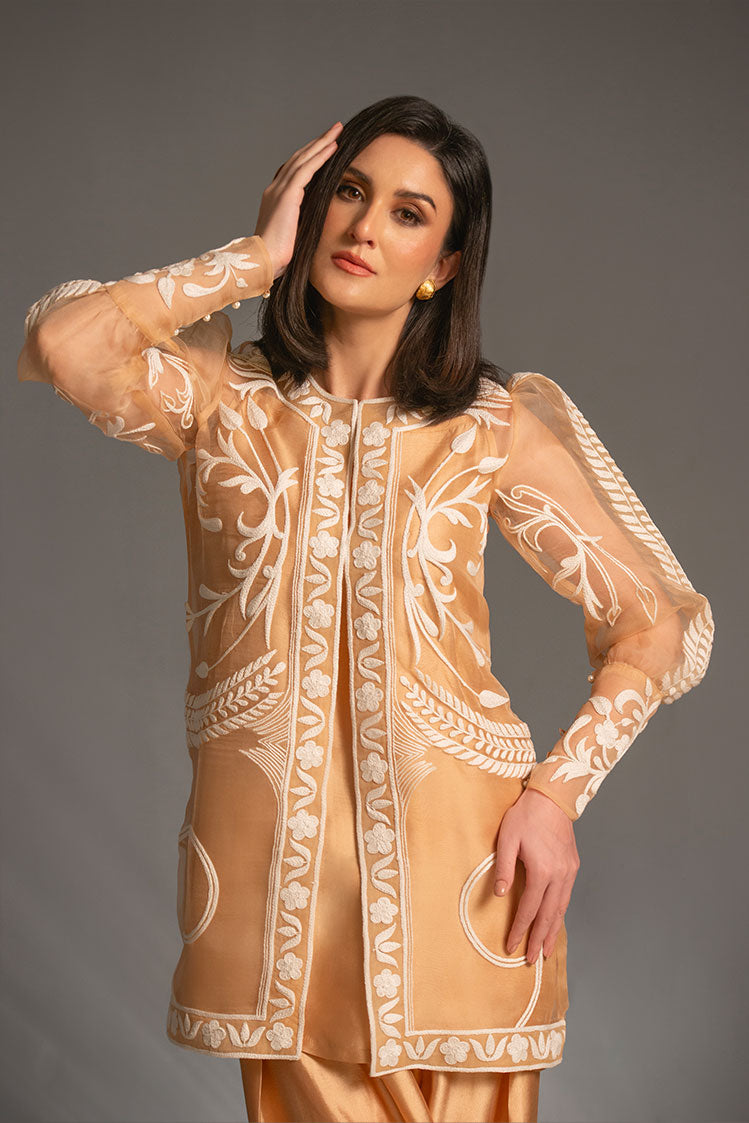 Salahuddin Pasha - Look 1 Silk, Organza Suit For Women - Gold - 2 Piece