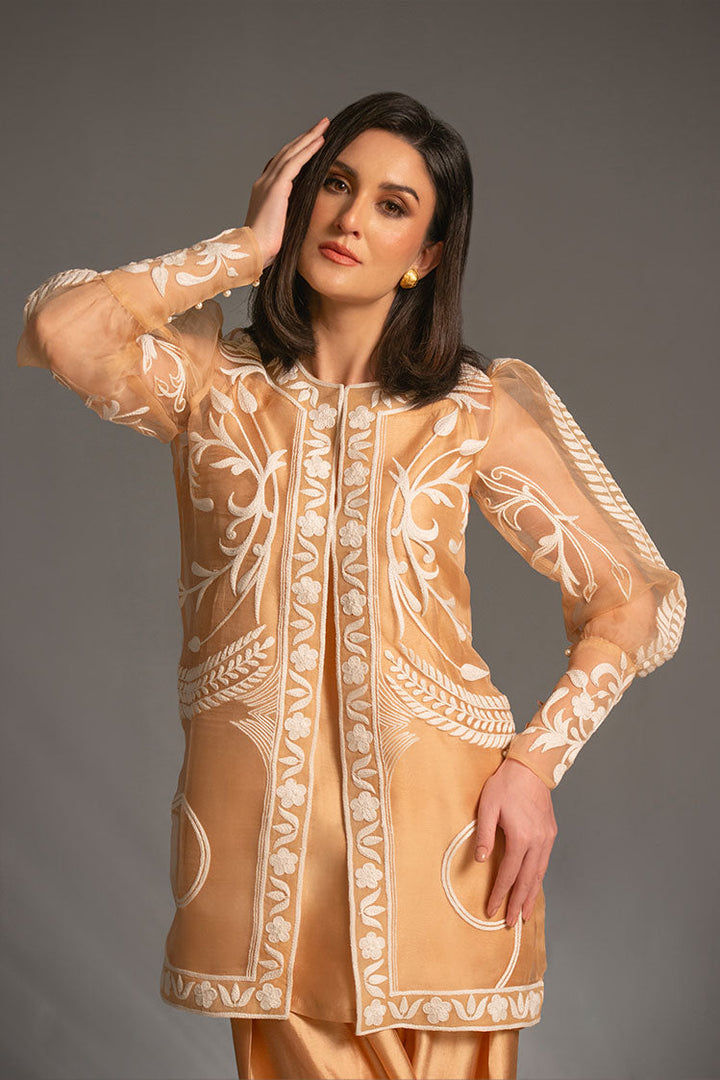 Salahuddin Pasha - Look 1 Silk, Organza Suit For Women - Gold - 2 Piece