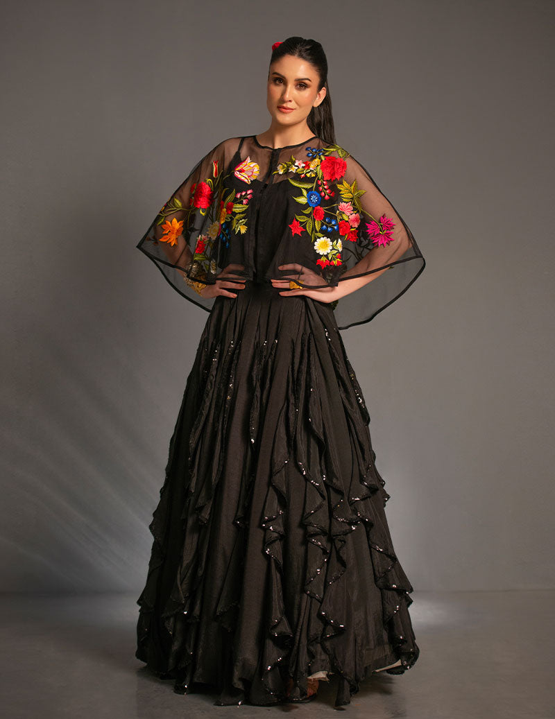 Salahuddin Pasha - Look 2 Silk Jacket For Women - Black - 2 Piece