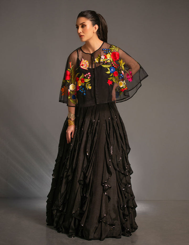 Salahuddin Pasha - Look 2 Silk Jacket For Women - Black - 2 Piece