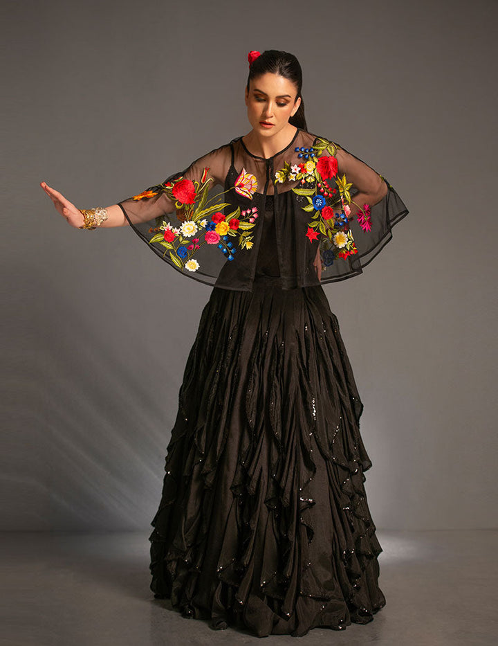 Salahuddin Pasha - Look 2 Silk Jacket For Women - Black - 2 Piece