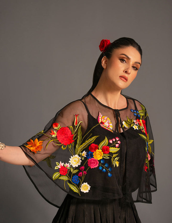 Salahuddin Pasha - Look 2 Silk Jacket For Women - Black - 2 Piece
