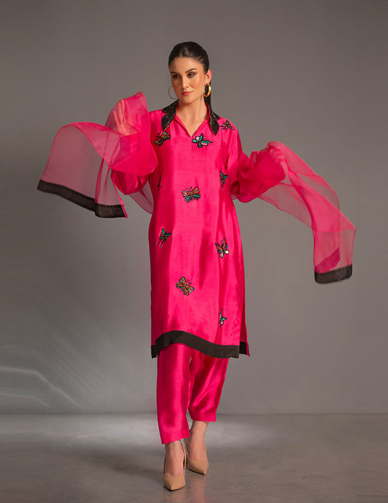 Salahuddin Pasha - Look 4 Silk Suit For Women - Pink - 3 Piece
