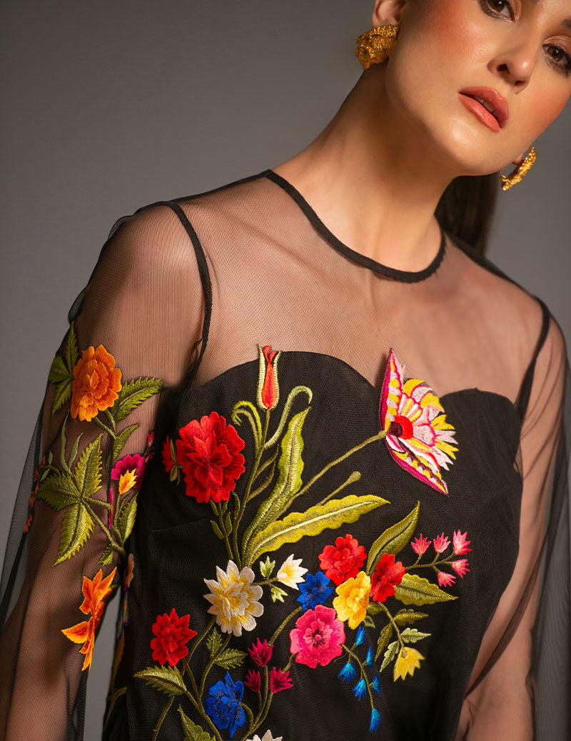 Salahuddin Pasha - Look 5 Silk Suit For Women - Black - 2 Piece