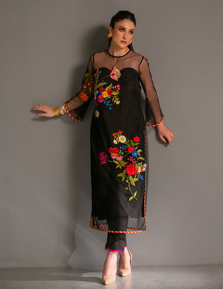 Salahuddin Pasha - Look 5 Silk Suit For Women - Black - 2 Piece