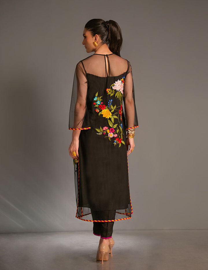 Salahuddin Pasha - Look 5 Silk Suit For Women - Black - 2 Piece