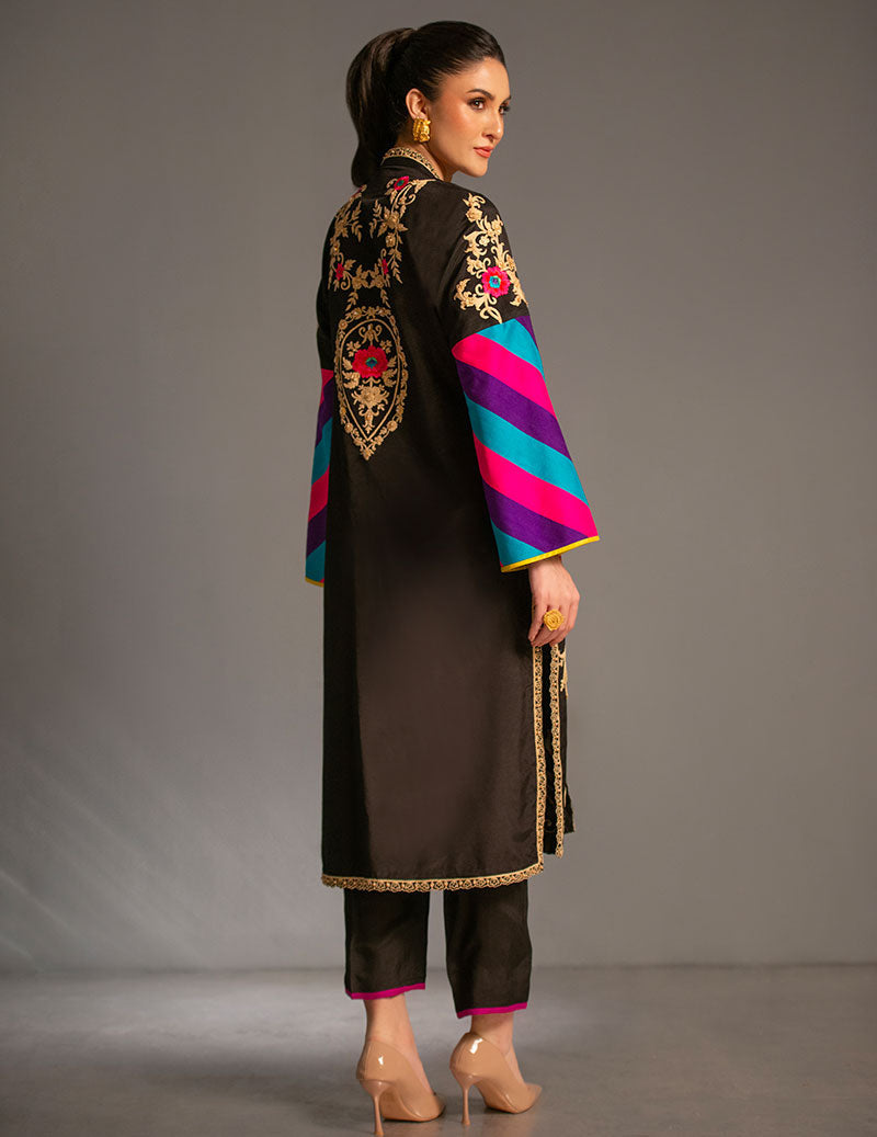 Salahuddin Pasha - Look 6 Silk Suit For Women - Black - 2 Piece
