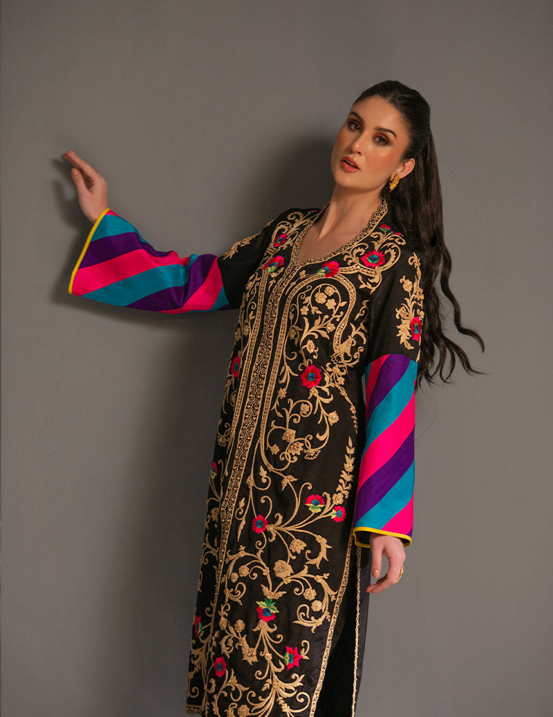 Salahuddin Pasha - Look 6 Silk Suit For Women - Black - 2 Piece