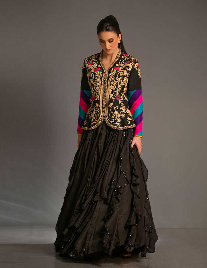 Salahuddin Pasha - Look 8 Silk Jacket For Women - Black - 2 Piece
