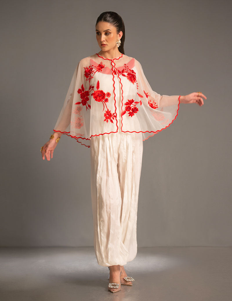 Salahuddin Pasha - Look 9 Silk Jacket For Women - Ivory - 2 Piece