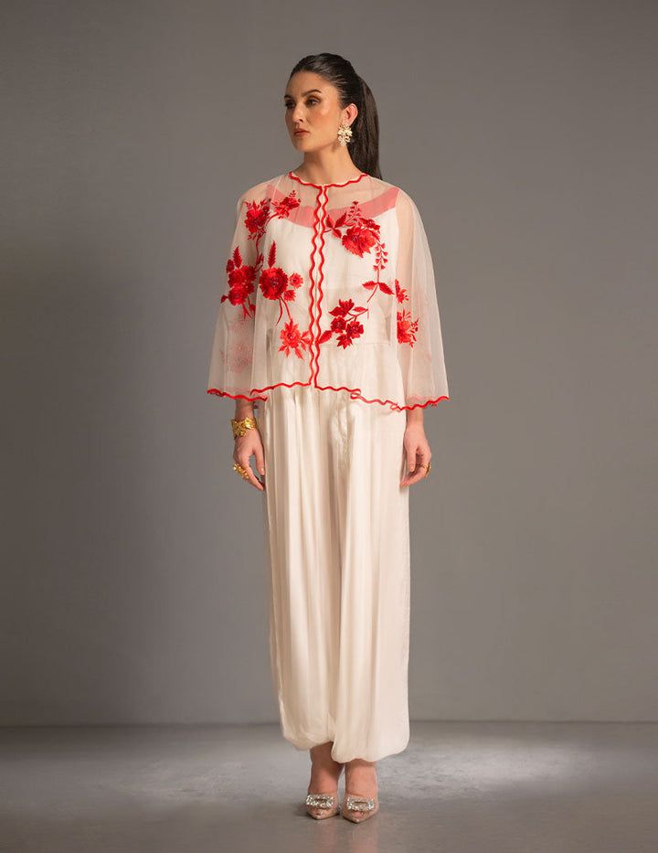 Salahuddin Pasha - Look 9 Silk Jacket For Women - Ivory - 2 Piece