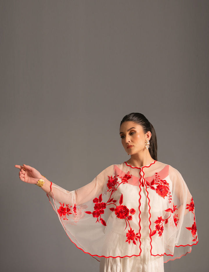 Salahuddin Pasha - Look 9 Silk Jacket For Women - Ivory - 2 Piece