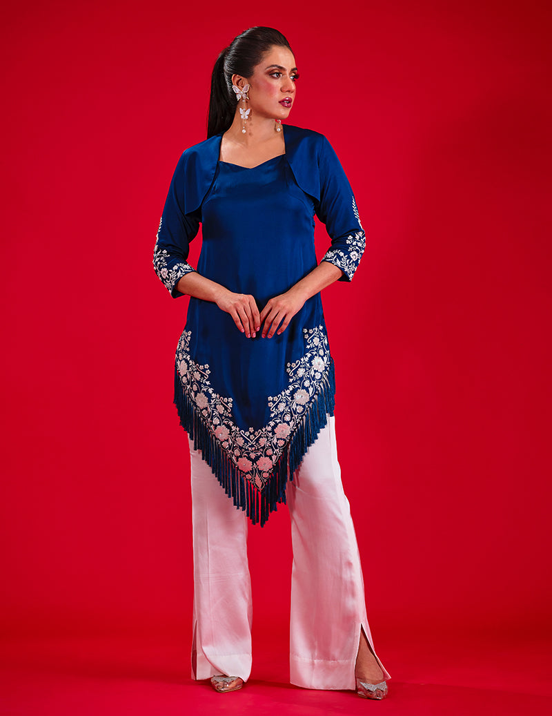 Salahuddin Pasha - Midnight Silk Suit For Women - Blue - 2 Piece