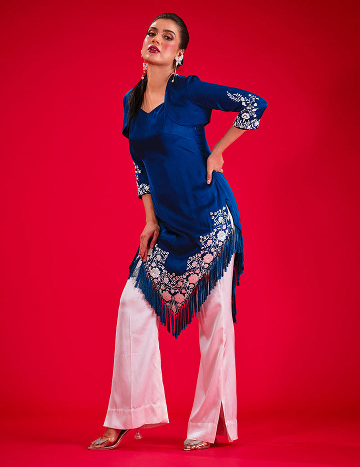 Salahuddin Pasha - Midnight Silk Suit For Women - Blue - 2 Piece