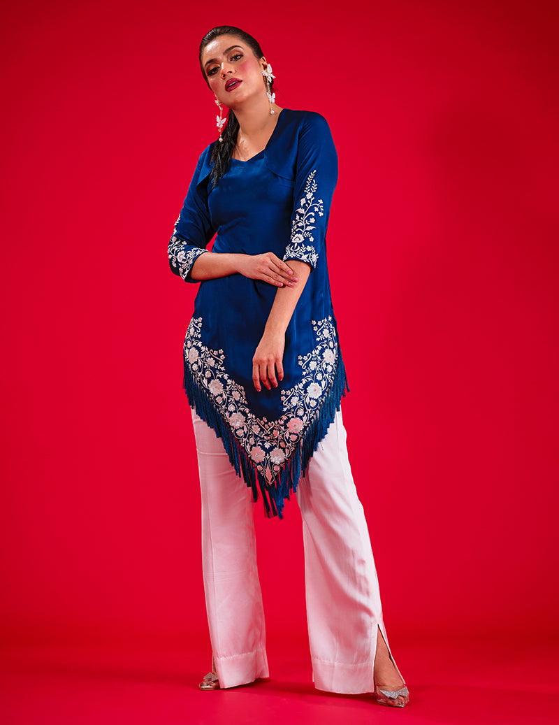 Salahuddin Pasha - Midnight Silk Suit For Women - Blue - 2 Piece