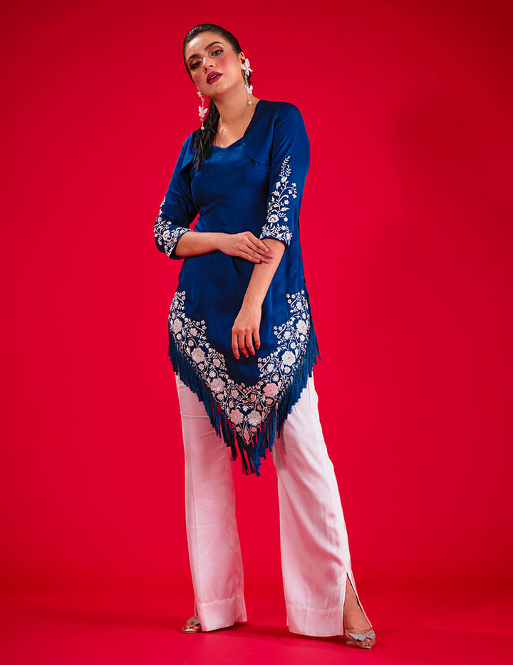 Salahuddin Pasha - Midnight Silk Suit For Women - Blue - 2 Piece