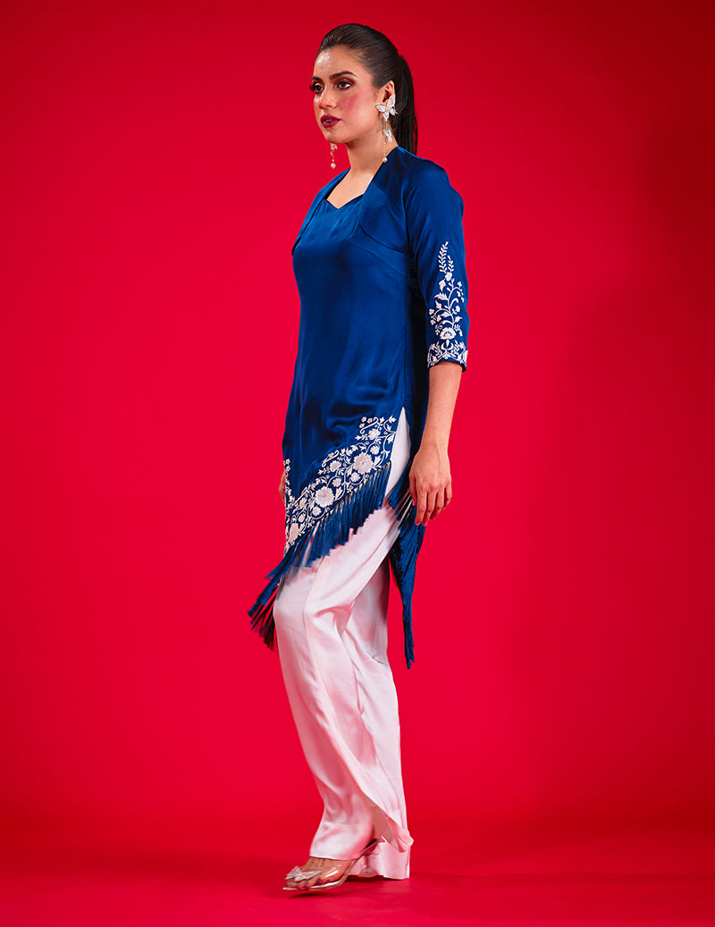 Salahuddin Pasha - Midnight Silk Suit For Women - Blue - 2 Piece