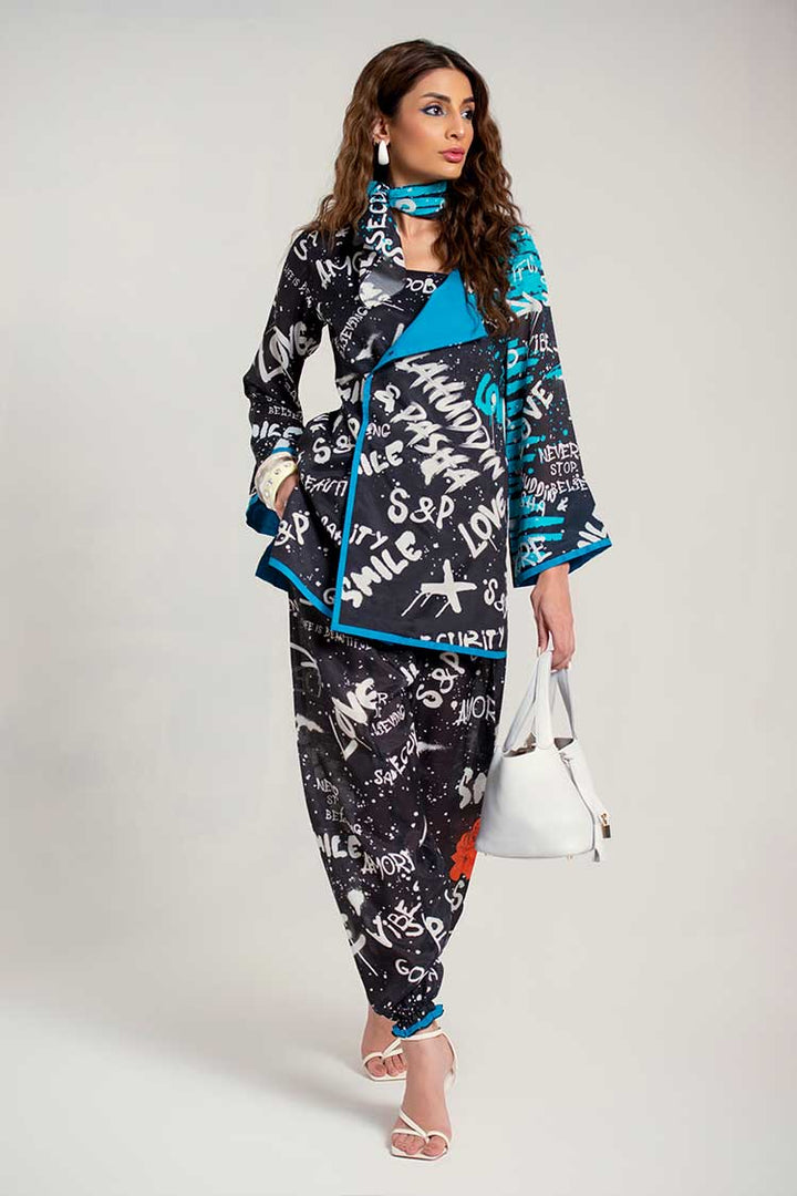 Salahuddin Pasha - Silk Co-ord set For Women - Ebony Black - 2 Piece