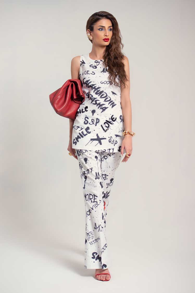Salahuddin Pasha - Silk Co-ord set For Women - White - 2 Piece