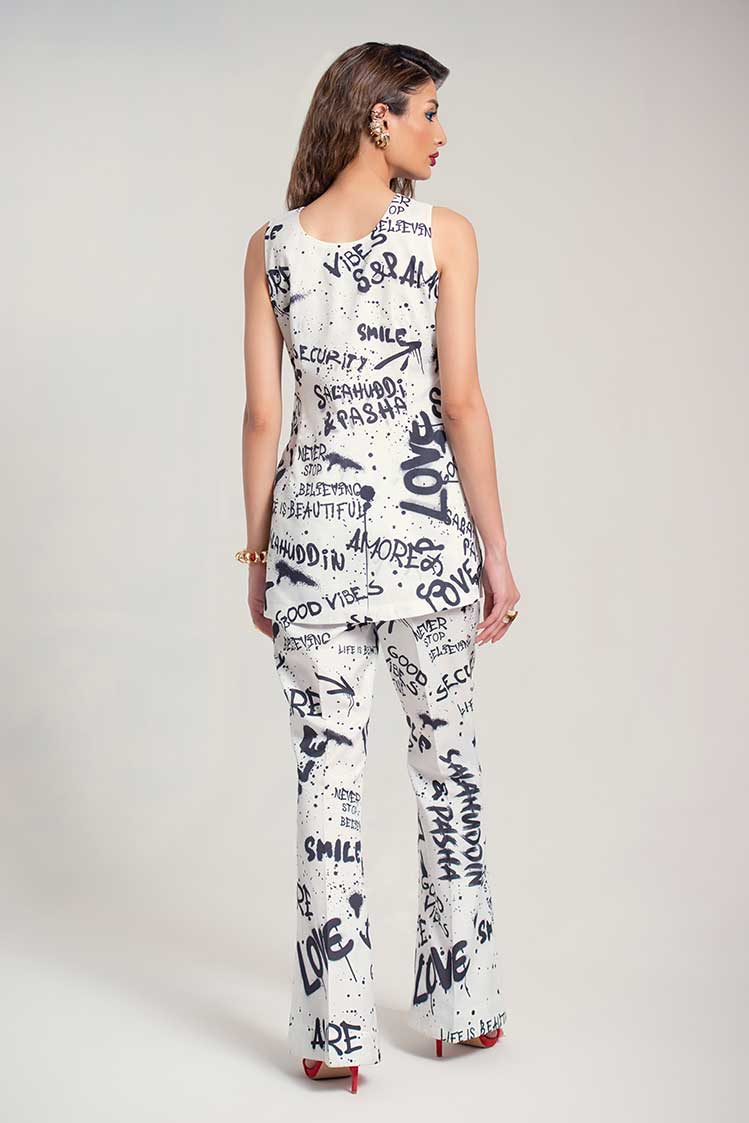 Salahuddin Pasha - Silk Co-ord set For Women - White - 2 Piece