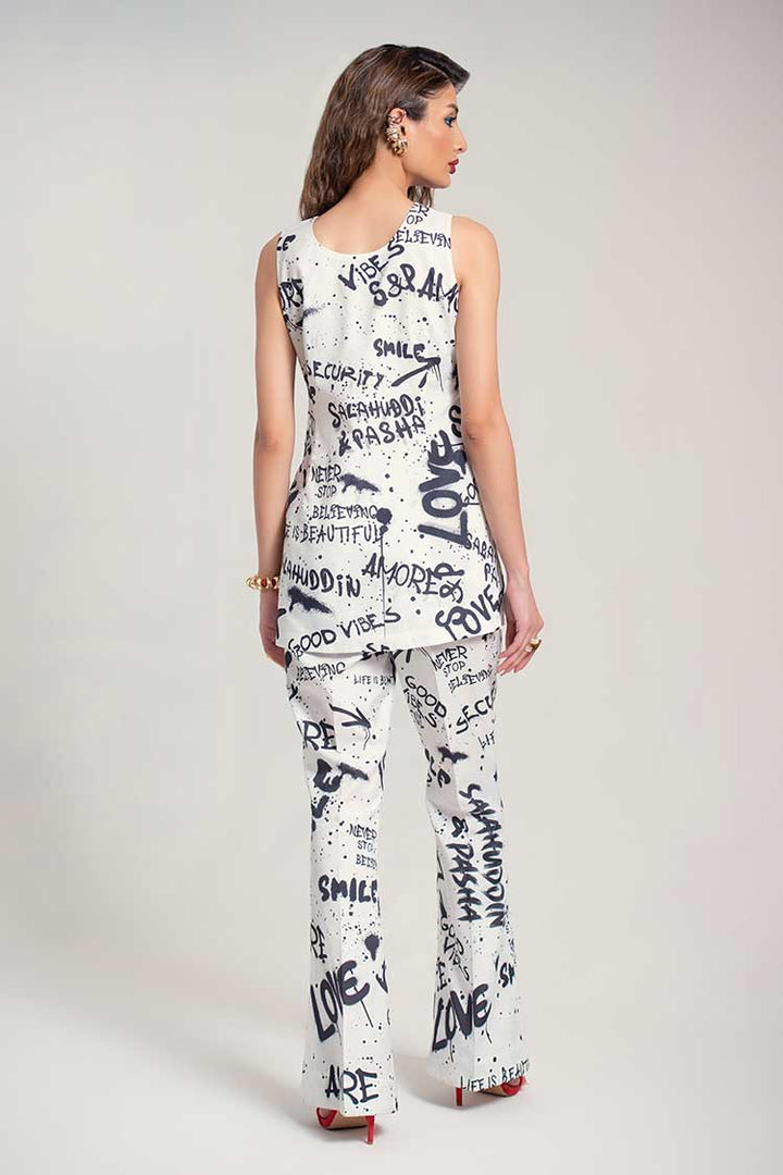Salahuddin Pasha - Silk Co-ord set For Women - White - 2 Piece