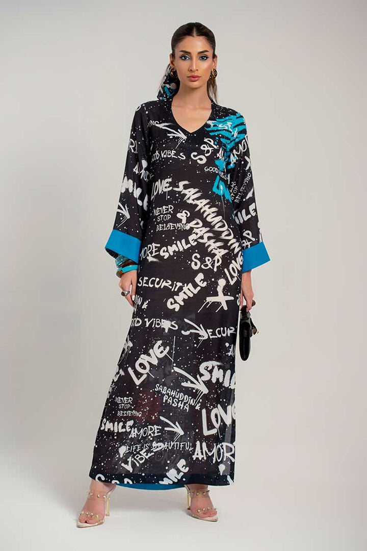 Salahuddin Pasha - Silk Kaftan For Women - Black - 1 Piece