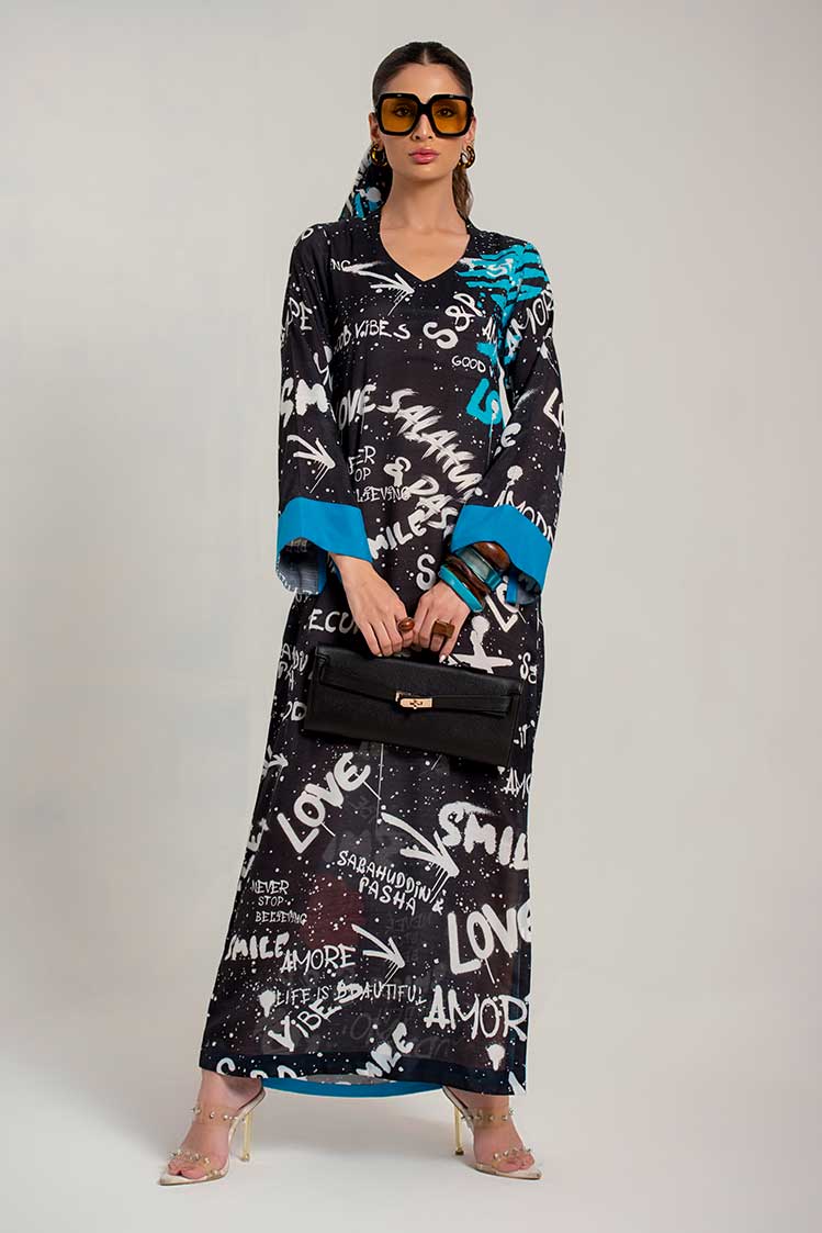 Salahuddin Pasha - Silk Kaftan For Women - Black - 1 Piece