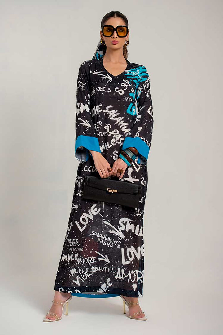 Salahuddin Pasha - Silk Kaftan For Women - Black - 1 Piece