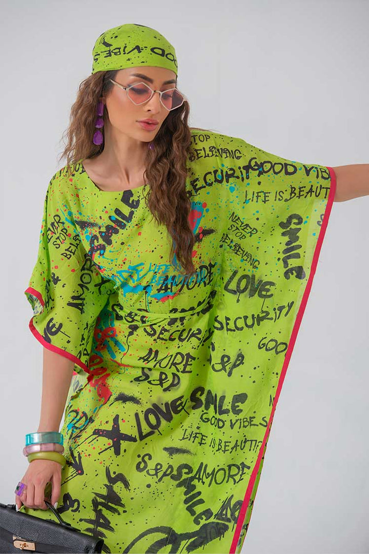 Salahuddin Pasha - Silk Kaftan For Women - Green - 1 Piece