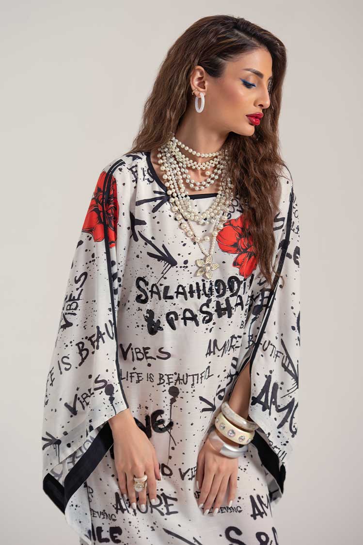 Salahuddin Pasha - Silk Kaftan For Women - White - 1 Piece