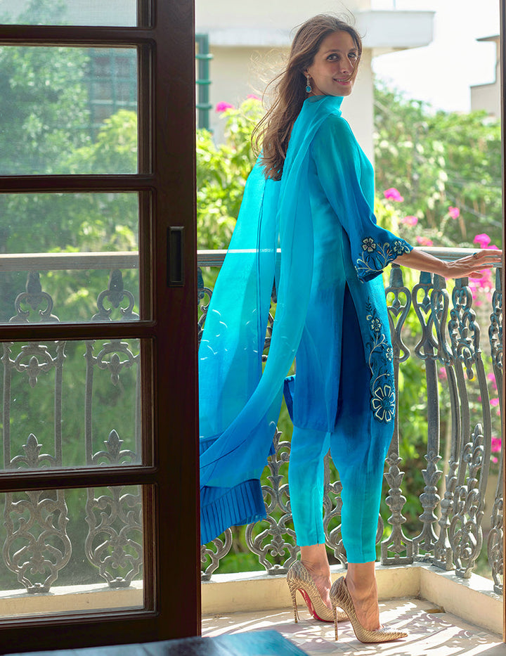 Salahuddin Pasha - Silk, Organza Suit For Women - Firozeh - 3 Piece