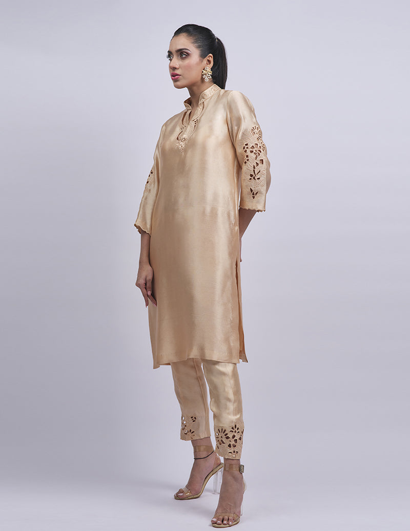 Salahuddin Pasha - Topaz Silk Suit For Women - Golden - 2 Piece