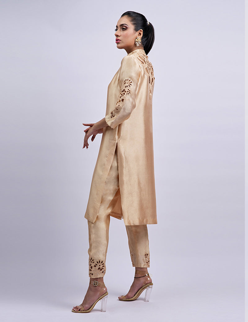 Salahuddin Pasha - Topaz Silk Suit For Women - Golden - 2 Piece
