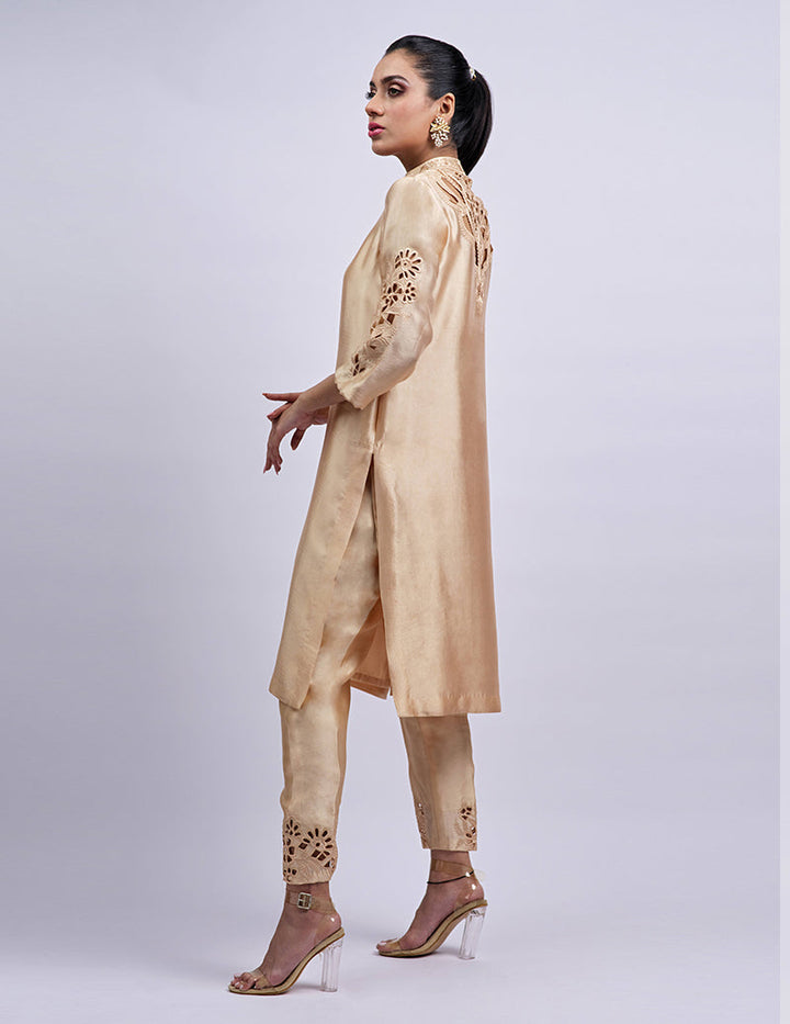 Salahuddin Pasha - Topaz Silk Suit For Women - Golden - 2 Piece