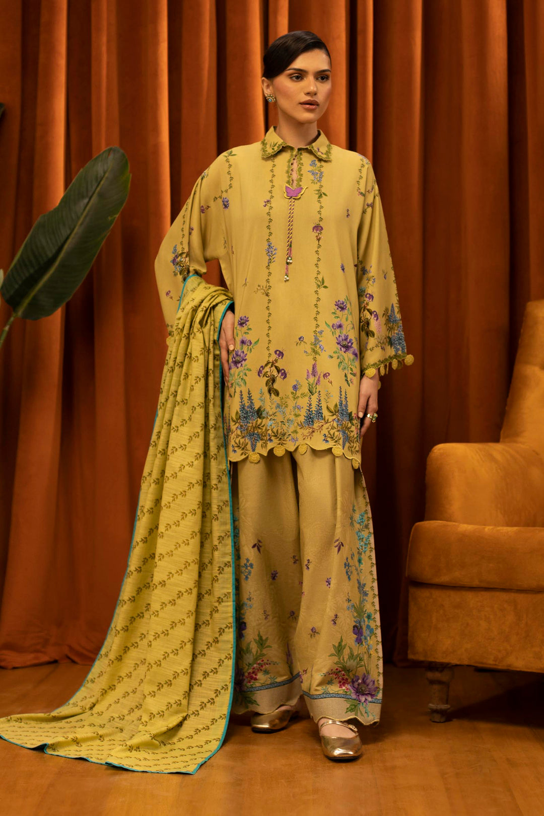 Sana Safinaz - Linen Muzlin - 3 Piece - Unstitched - M253-013A-3Cq