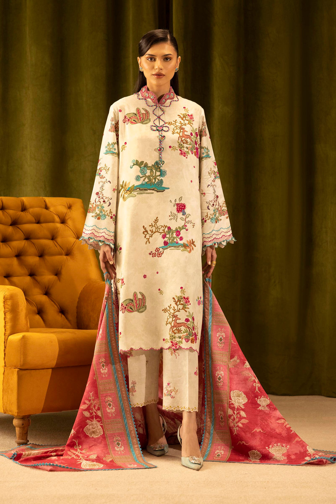 Sana Safinaz - Linen Muzlin - 3 Piece - Unstitched - M253-014A-3Cq