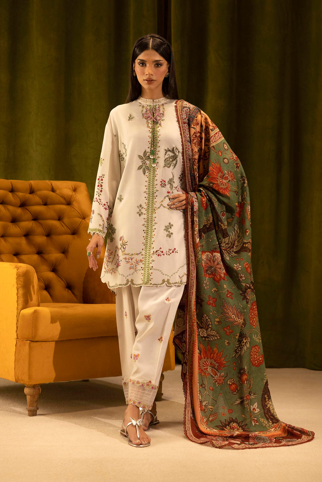 Sana Safinaz - Linen Muzlin - 3 Piece - Unstitched - M253-015A-3Cz