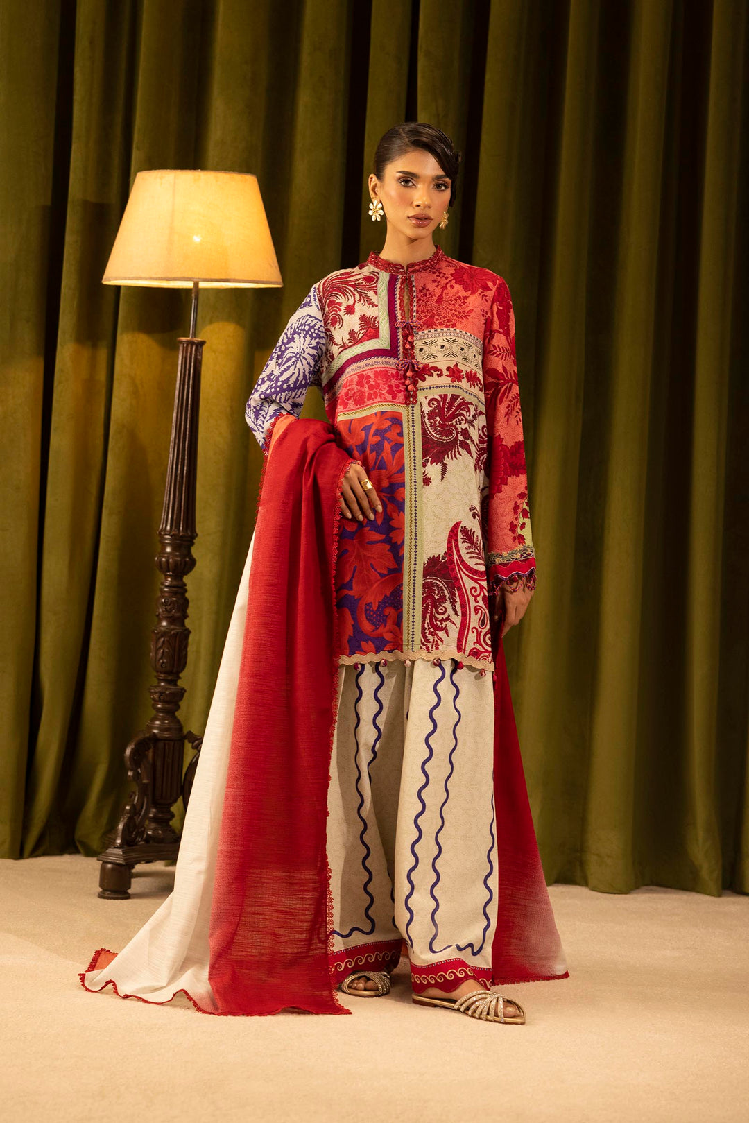 Sana Safinaz - Linen Muzlin - 3 Piece - Unstitched - M253-018A-3Cq